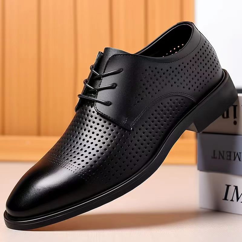 Summer Hollow Plastic British Casual Business Wear Leather Shoes Height Increasing Insole foto 2
