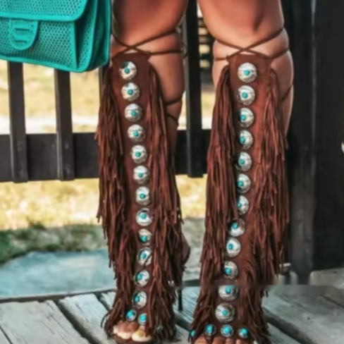 European And American Flowing Comb Beauty High Heel Sandal Boots Strap Plus Size foto 3
