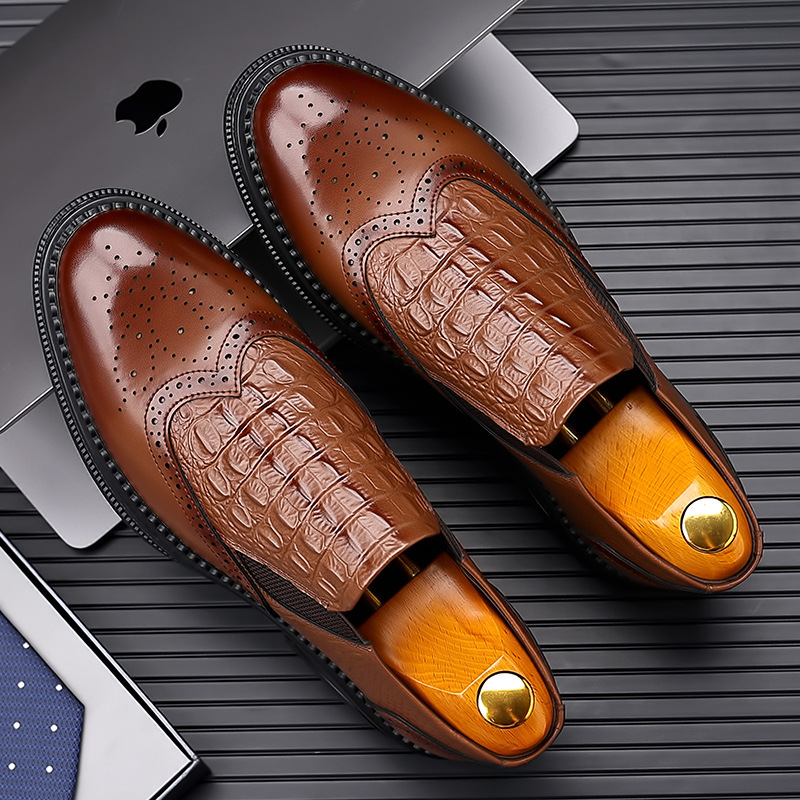 Mens Casual Dress Slip-on Leather Shoes foto 4