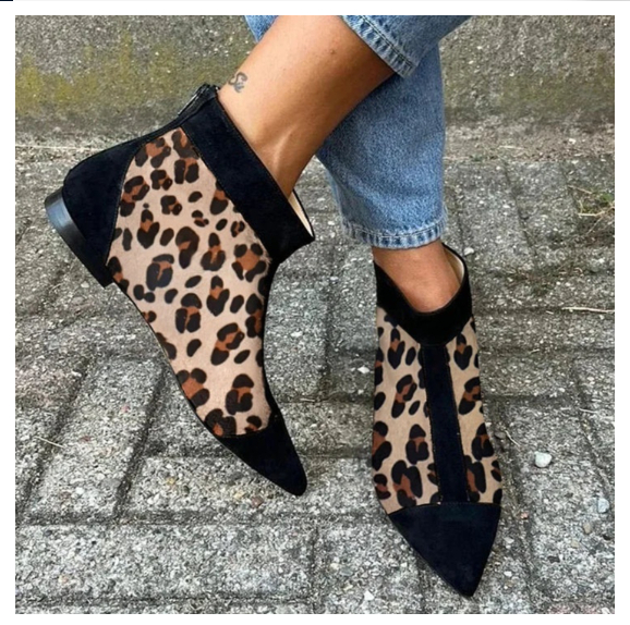 Womens Casual Low-heeled Plus-size Pointed-toe Leopard-print Shoes foto 5