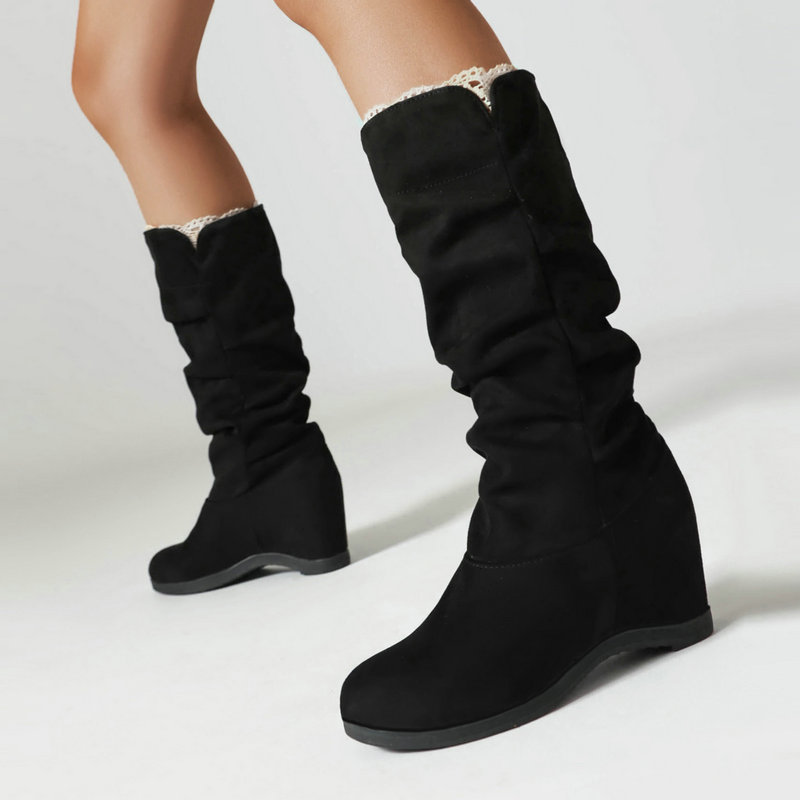 Women's Suede Fabric Platform High-top Boots foto 3