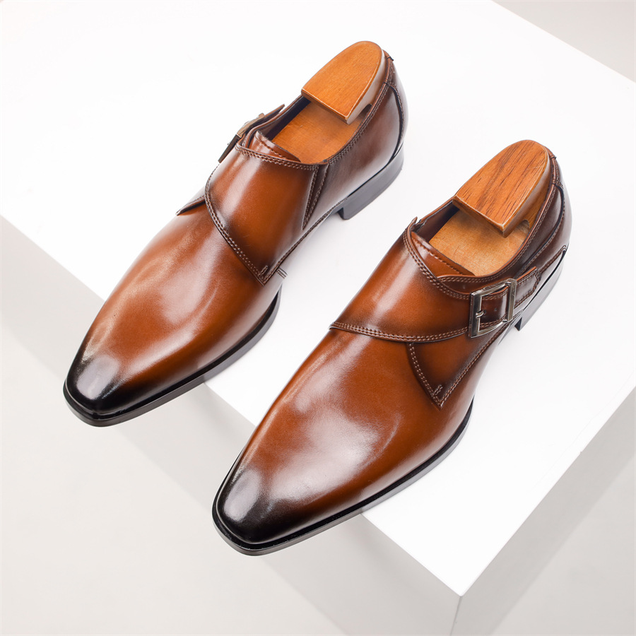 Square Toe Men's Shoes Business Formal Wear Leather Shoes Men's British Style foto 5