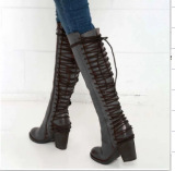 Womens Over-the-knee Boots With Back Lacing And Chunky High Heels foto 3