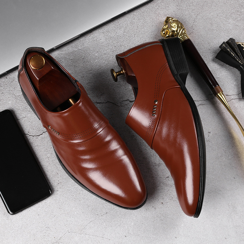 Casual Pointed Toe Leather Shoes Men foto 5