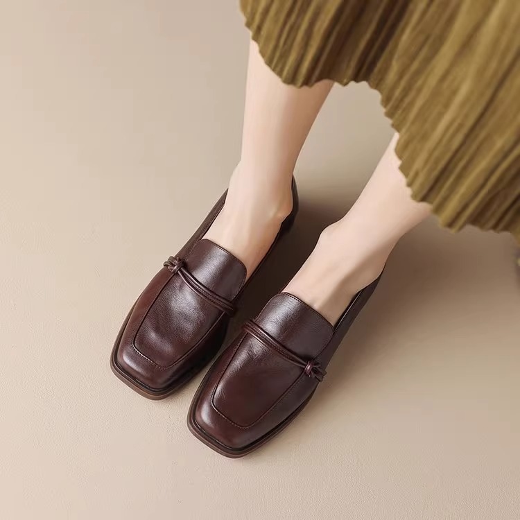 Spring And Autumn New Square Head Women's Chunky Heels Fashion British Style foto 5