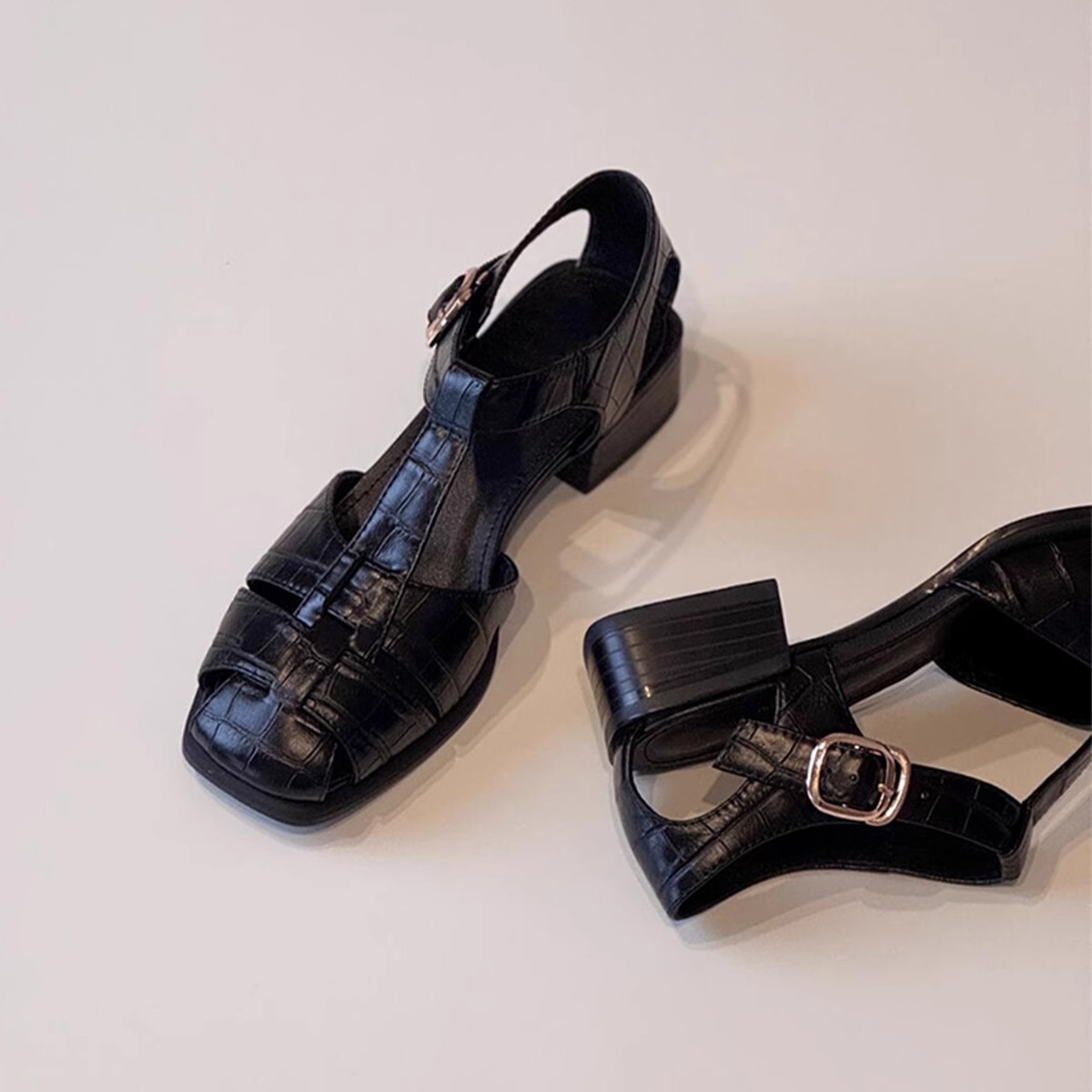 French Style Vintage Weave Roman Shoes For Women