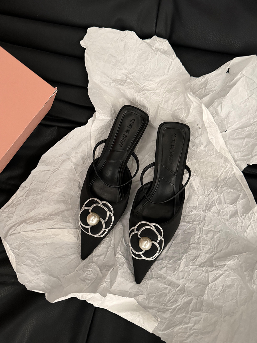 Chanel-style High-heeled French Closed-toe Mules foto 2