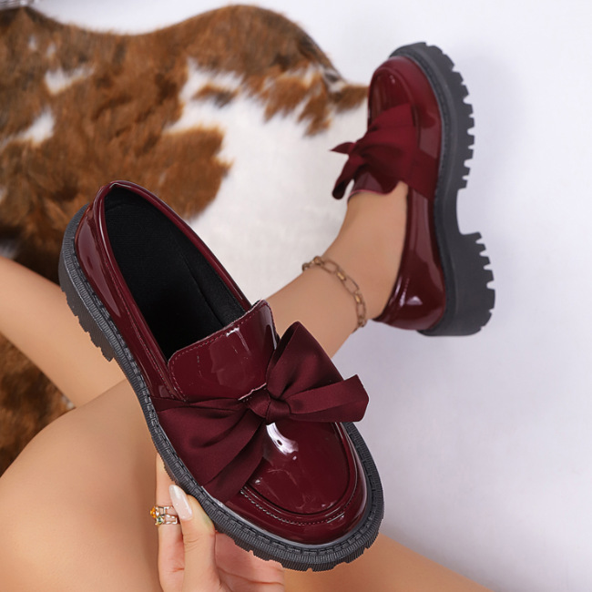 Bow-tie Loafer Shoes For Women Vintage Style