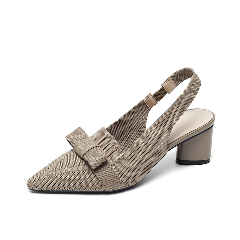 Closed Toe Bow Solid Color Summer High Heel Sandals Women Back Strap foto 3