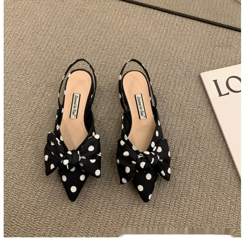 French-style Pointed-toe Bow-embellished Closed-toe Sandals For Women foto 5