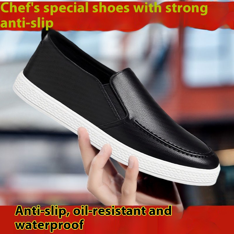 Summer New Men's One Pedal Kitchen Working Leather Shoes foto 2