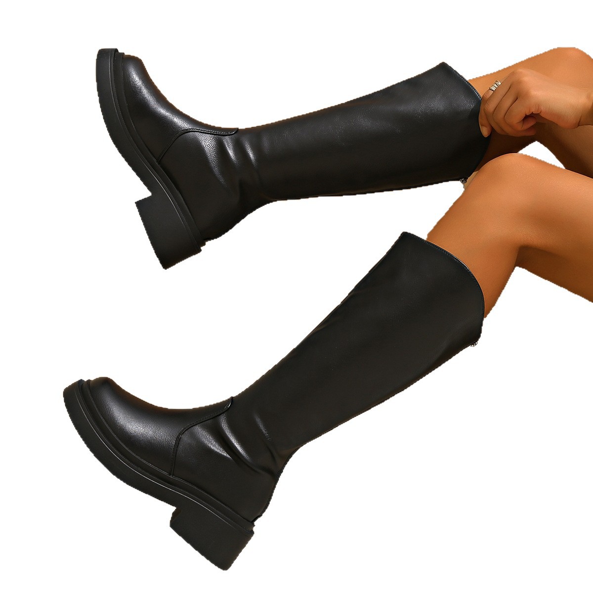 Round-Toe High-Heel Over-the-Knee Boots With Back ZipperComfortable And Minimalist Style foto 5