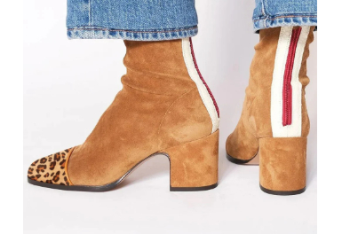High Heel Square Toe Large Size Suede Color Matching Low-cut Martin Boots foto 4