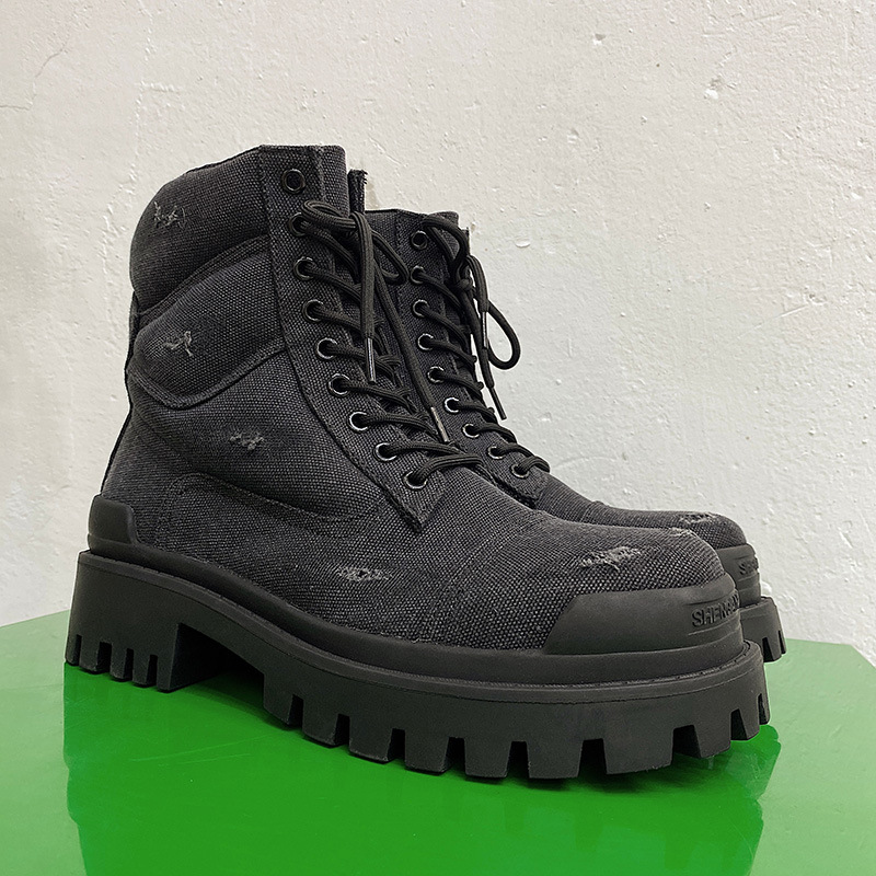 Men's Thick Bottom Ripped Retro Distressed Workwear Martin Boots foto 2