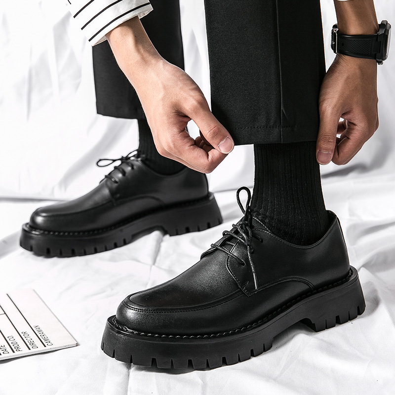 British Casual Lace Up Hair Stylist Platform Height Increasing Low Top Work Shoes foto 5