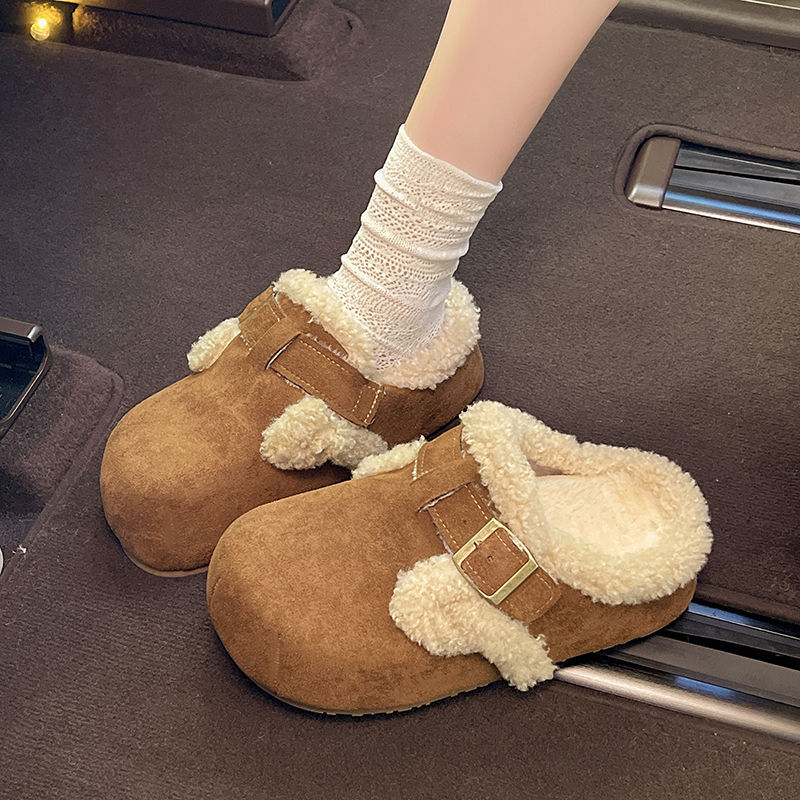 Baotou Semi-drag Fleece Lazy Cotton Slippers foto 2