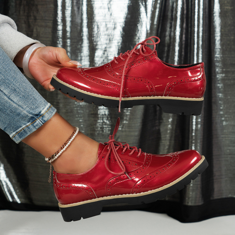 Women's Fashion Color Mirror Loafers Lace-up Shoes foto 5