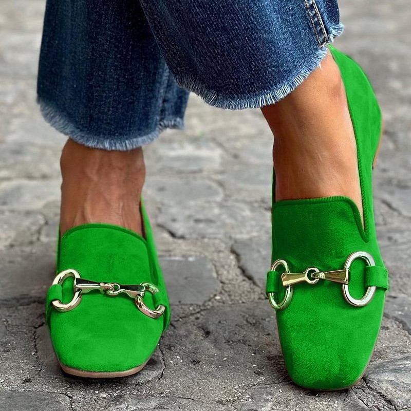 Flat Bottom Plus Size Metal Fastener Round Toe Loafers foto 3