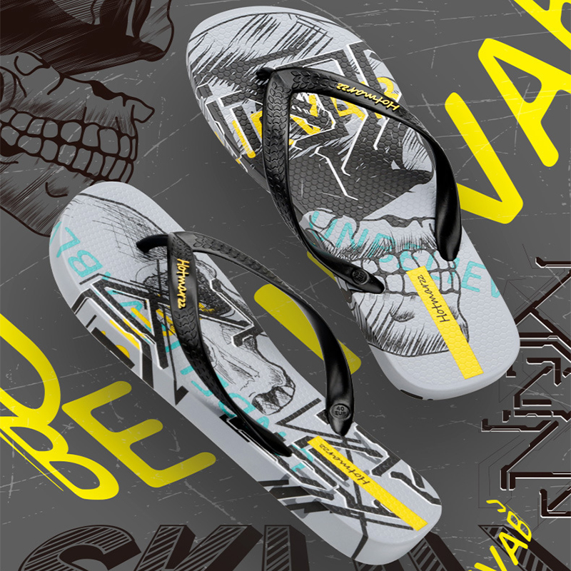 Cool Graffiti Printed Flip Flops For Men Summer New Non-slip Slippers Seaside Casual Beach Shoes foto 5