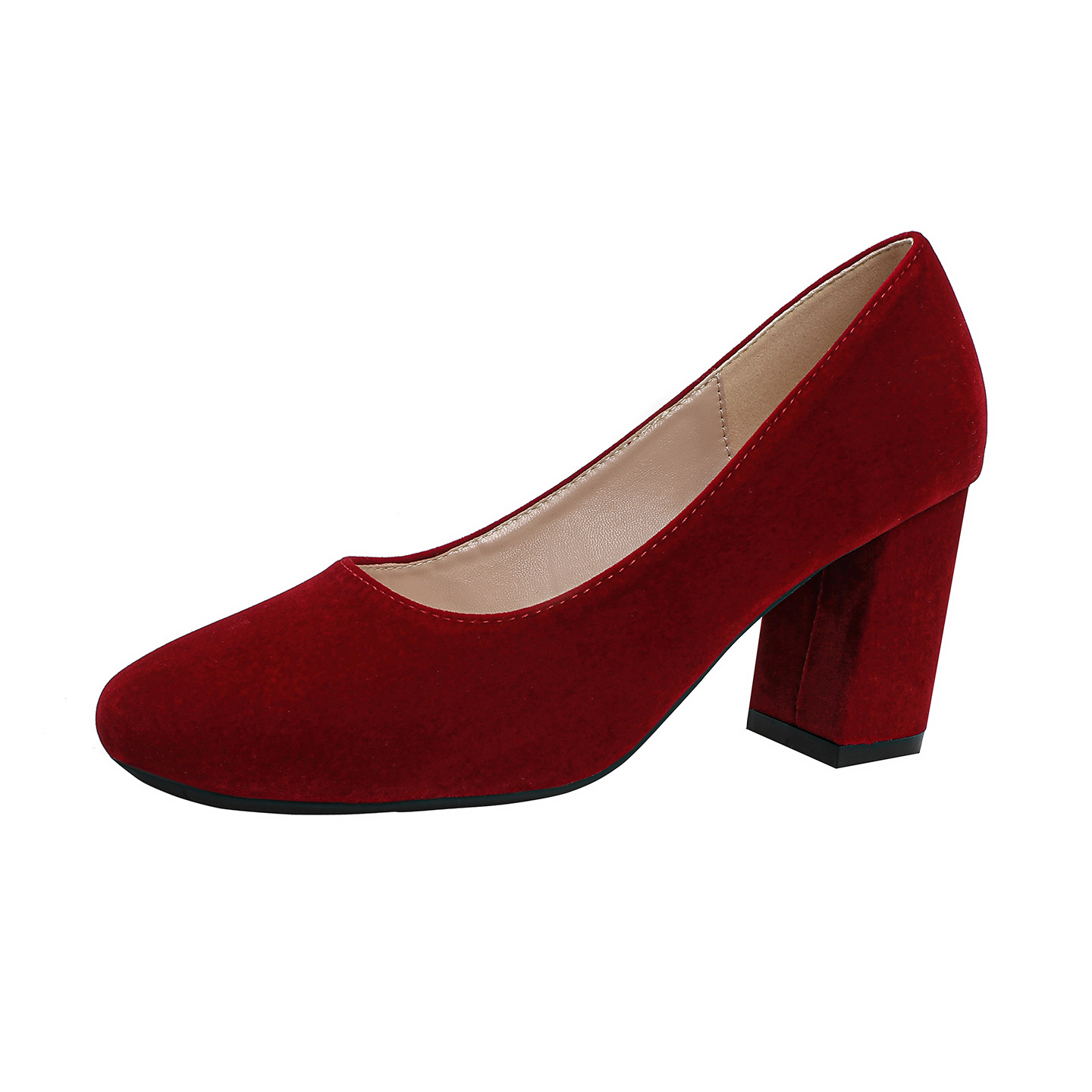 Square-toe Chunky-heel Red Wedding Shoes Petite-size High Heels foto 5