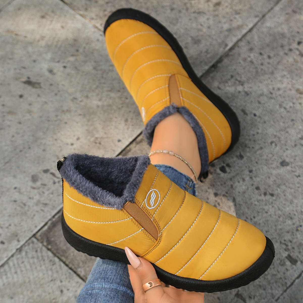 Plus Size Cotton Boots Fleece Lined Padded Warm Keeping Casual Shoes foto 4