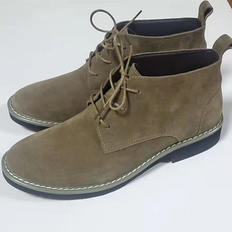 Inner Elevator Shoes Mid-top Men's Boots Cowhide Suede Martin foto 2