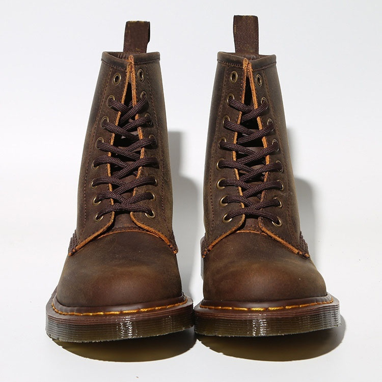Cowhide British Retro Brown Flat Work Ankle Boots foto 3