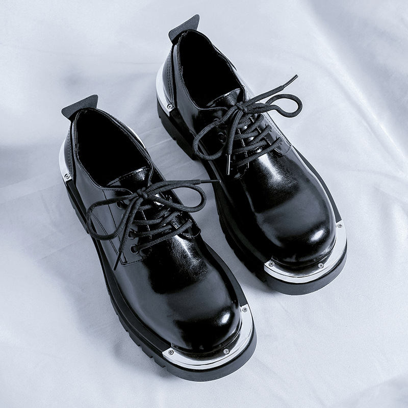 Fashionable Thick-Soled Height-Boosting Men's Leather Shoes foto 3