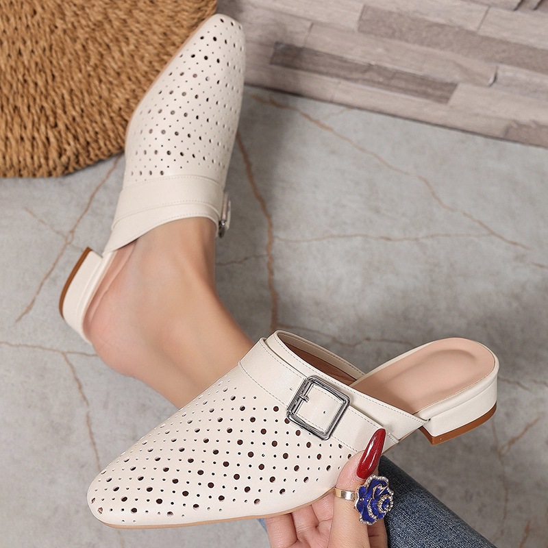 Closed-toe, Back-strap, Buckle-fastened Flat Womens Slippers foto 4