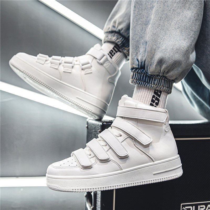 Spring Men's High-top Board Shoes Trendy Youth Student White Shoes Velcro Sports Casual foto 4