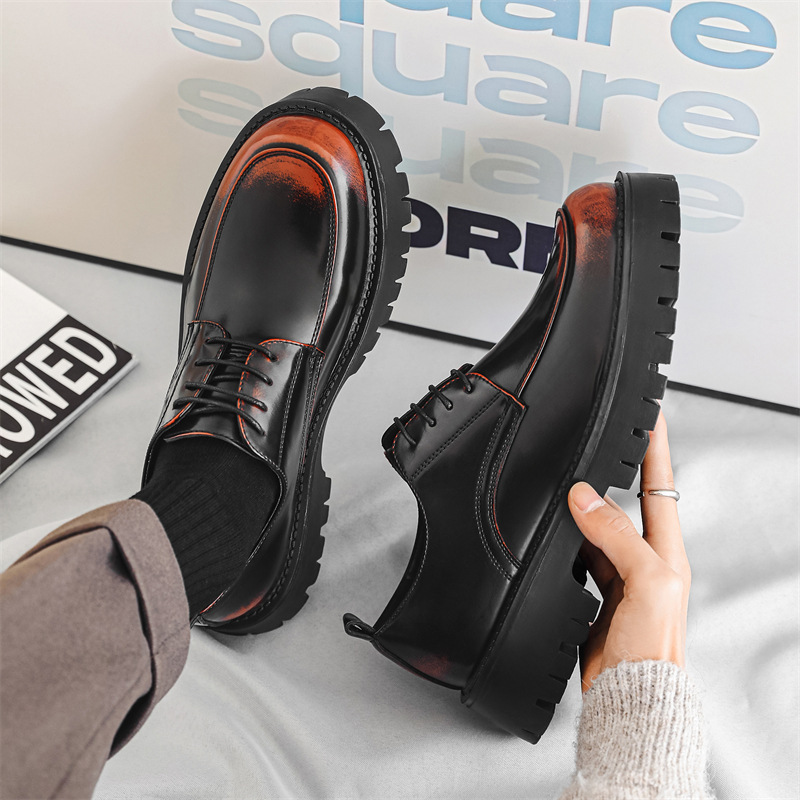Men's Thick-soled Height-increasing Casual Leather Shoes foto 5