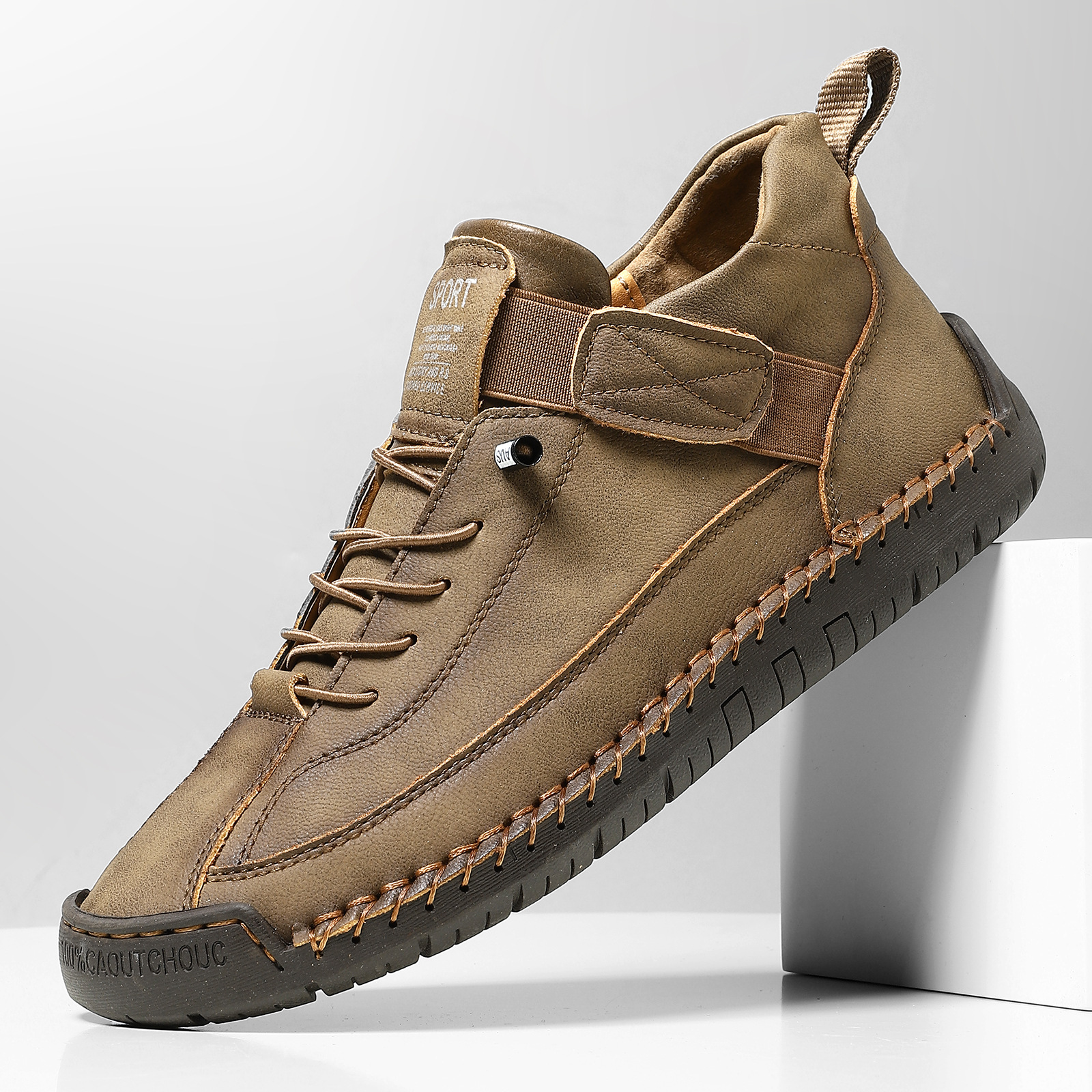 AutumnWinter Flat-Soled Casual Hand-Stitched Mens Shoes foto 5