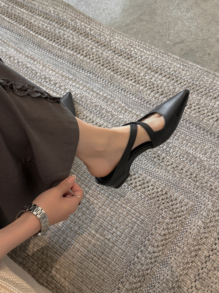 Pointed-toe Closed-toe Mules Outdoor Wedge Sandals For Women foto 4