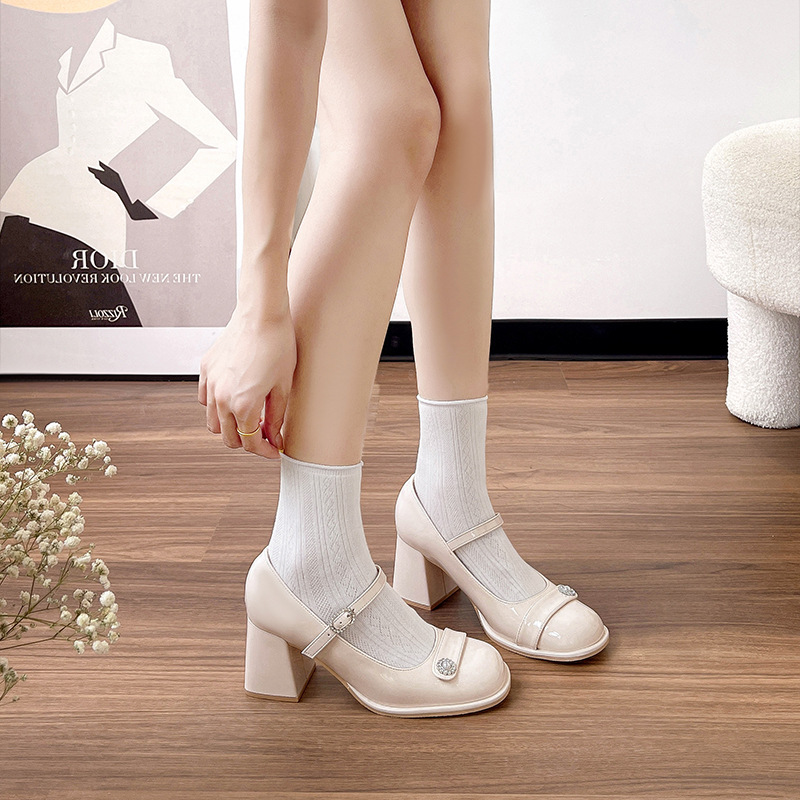 Women's Chunky Heel Round Toe Large Size Fat Feet Wide High Heels foto 2