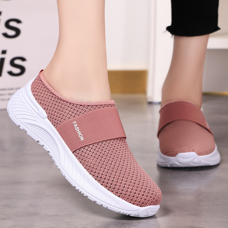 Breathable Non-stuffy Feet Mesh Slip-on Half Slippers Soft Bottom foto 2