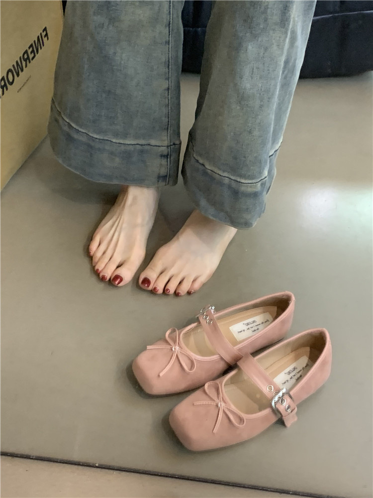 Flat Bow Ballet Silver Belt Buckle Shoes foto 4