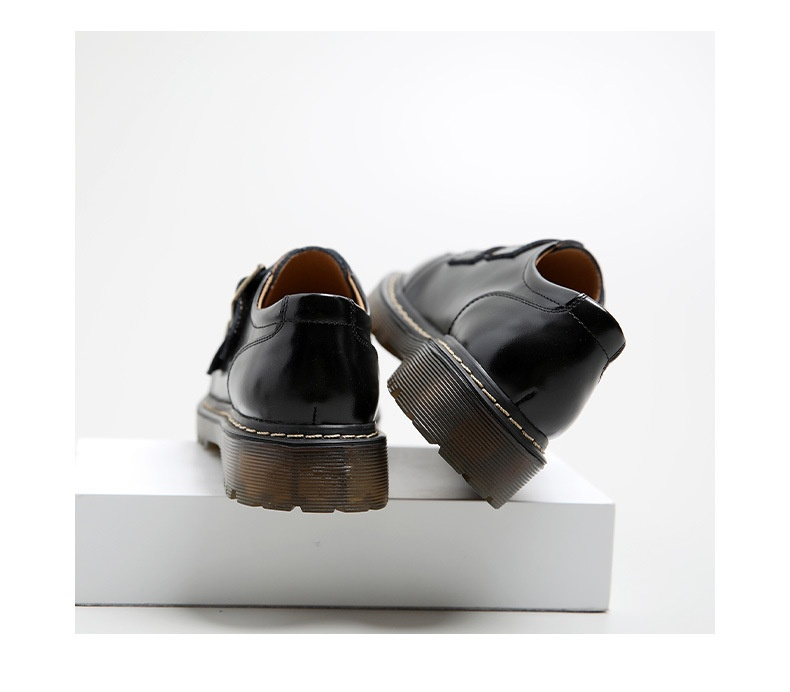 British Big Head Female College Style Retro Double Buckle Pumps