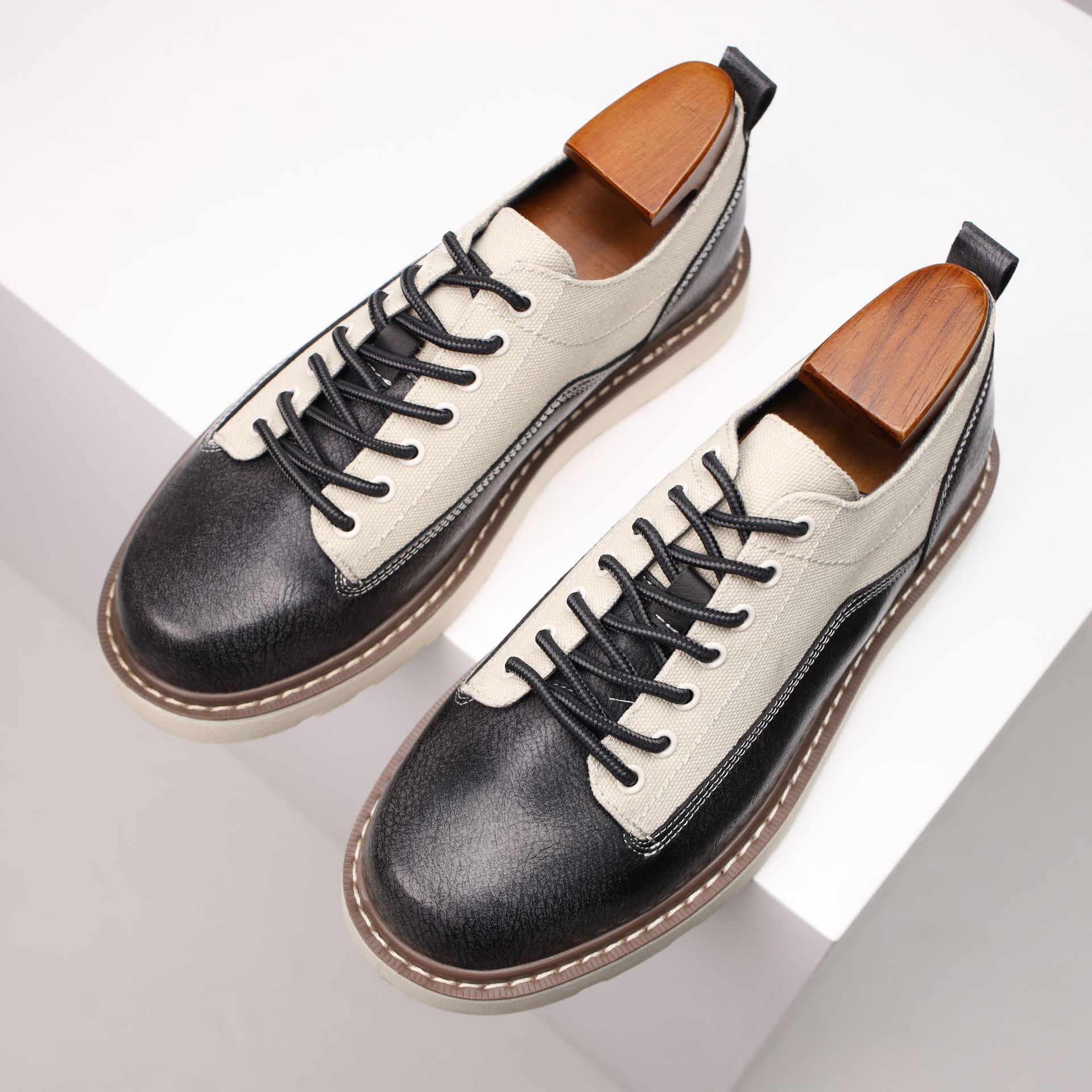 Vintage Work Shoes American Outdoor Leisure Leather Shoes foto 3