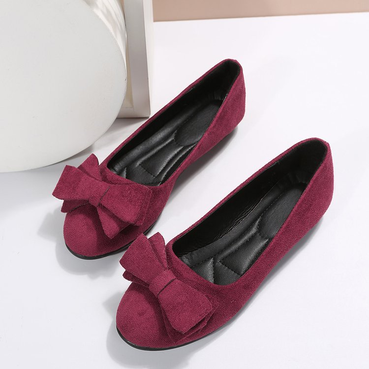 Rubber Plus Size Flat Casual Shoes Women Suede Bow Round Head Gommino foto 2