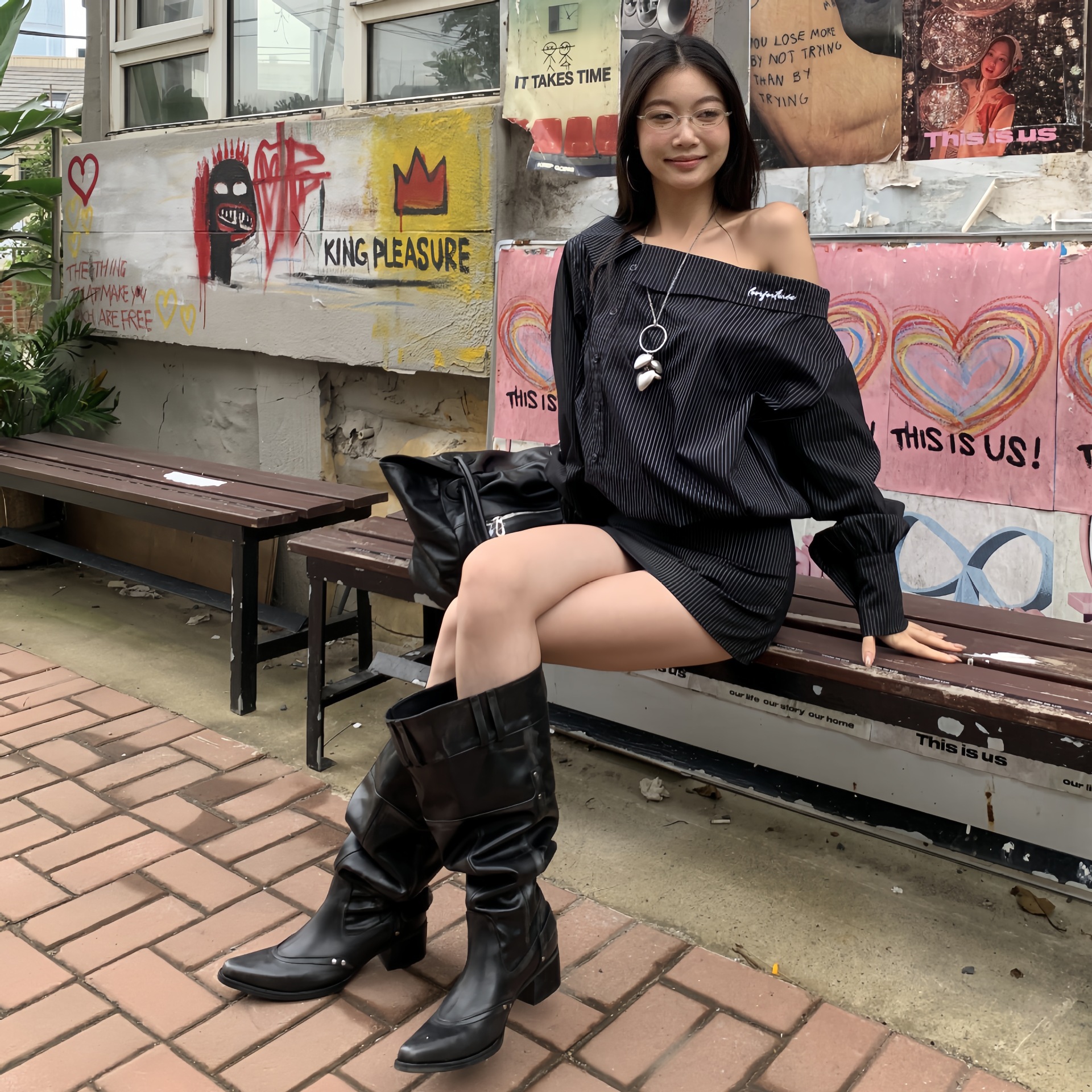 Pointed Toe Chunky Heel Slimming Pile Style Boots foto 5