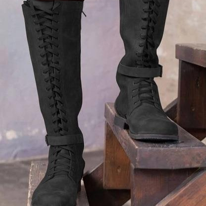 Long Boots Female High Tube Lace-up Low Heel foto 2