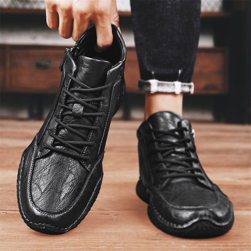 Martin Boots Trendy Genuine Leather Casual High-top Men's Fleece-lined foto 2