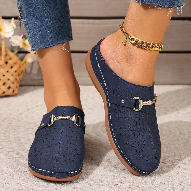 Summer New Closed Toe Metal Buckle Hollowed Women's Shoes foto 3