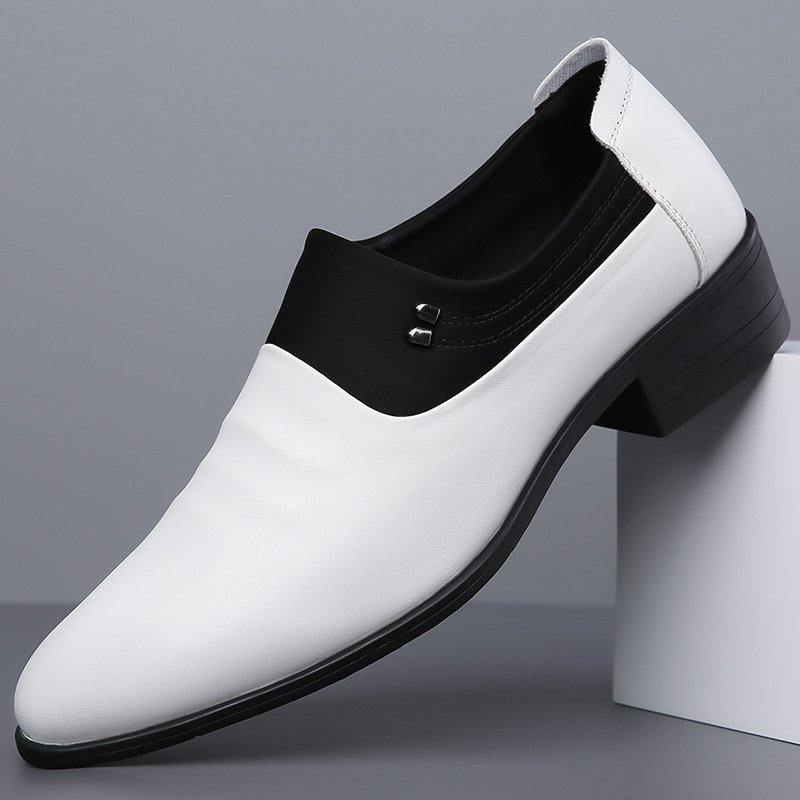 Men's British Business Soft Leather Pointed Toe Youth Leather White Shoes Pumps foto 5