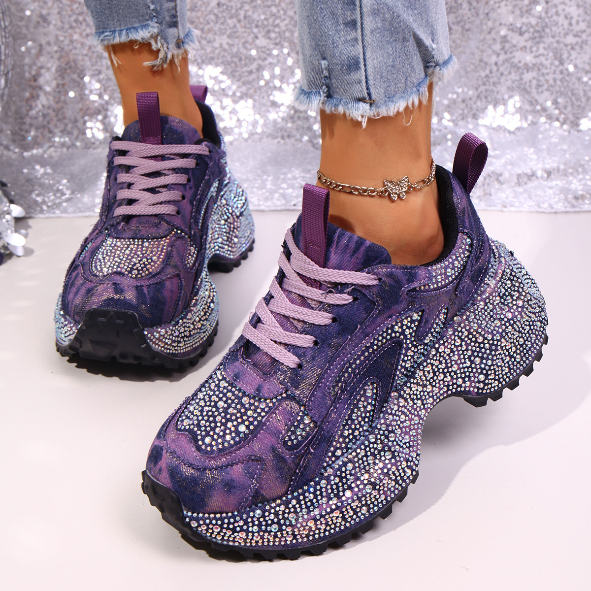 Womens Stylish Versatile Height-increasing Thick-soled Casual Sneakers foto 5