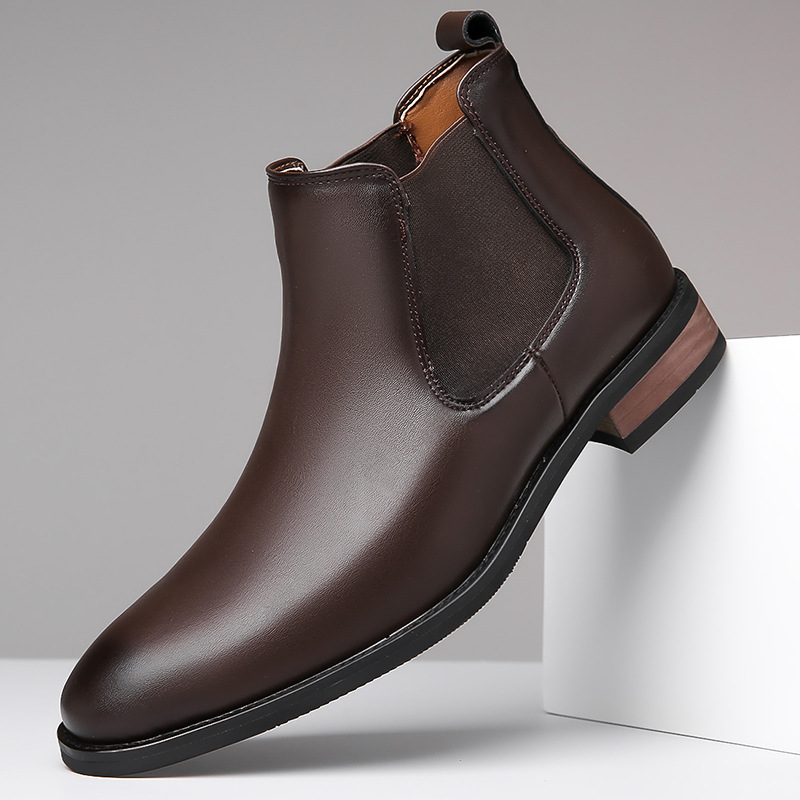 Chelsea Men's High-top Casual Business Wear Pointed Leather Boots