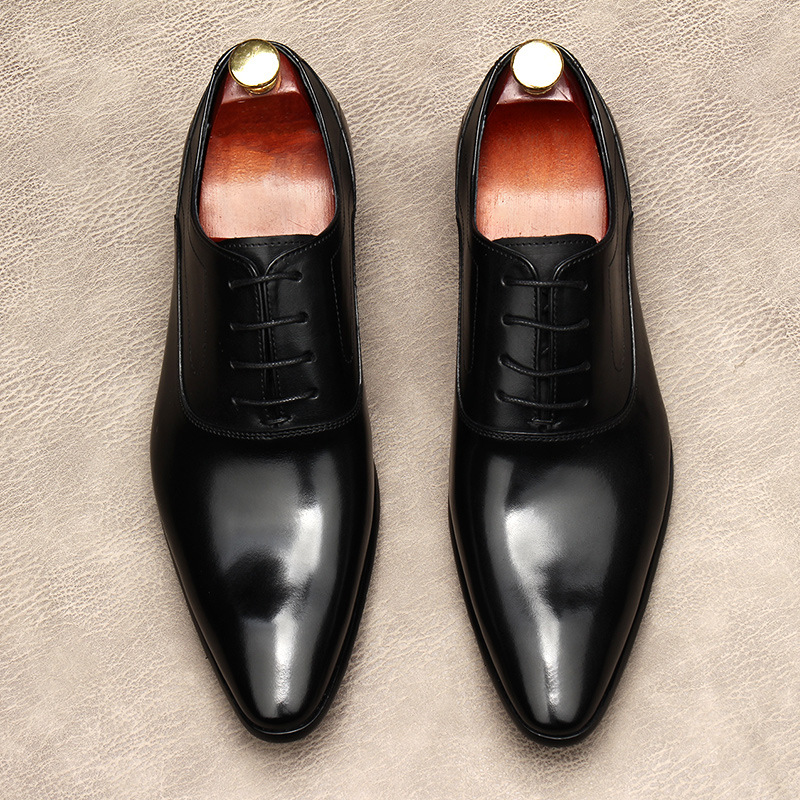 Men's Lace-up Pointed Formal Leather Shoes foto 3