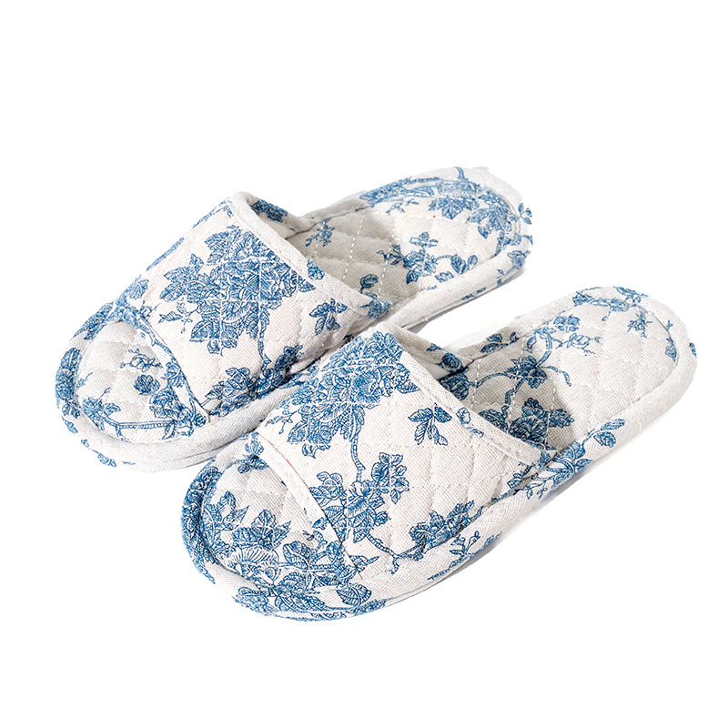 Chinese-style Blue-and-White Porcelain Double-Layer Thickened Fabric Slippers foto 3