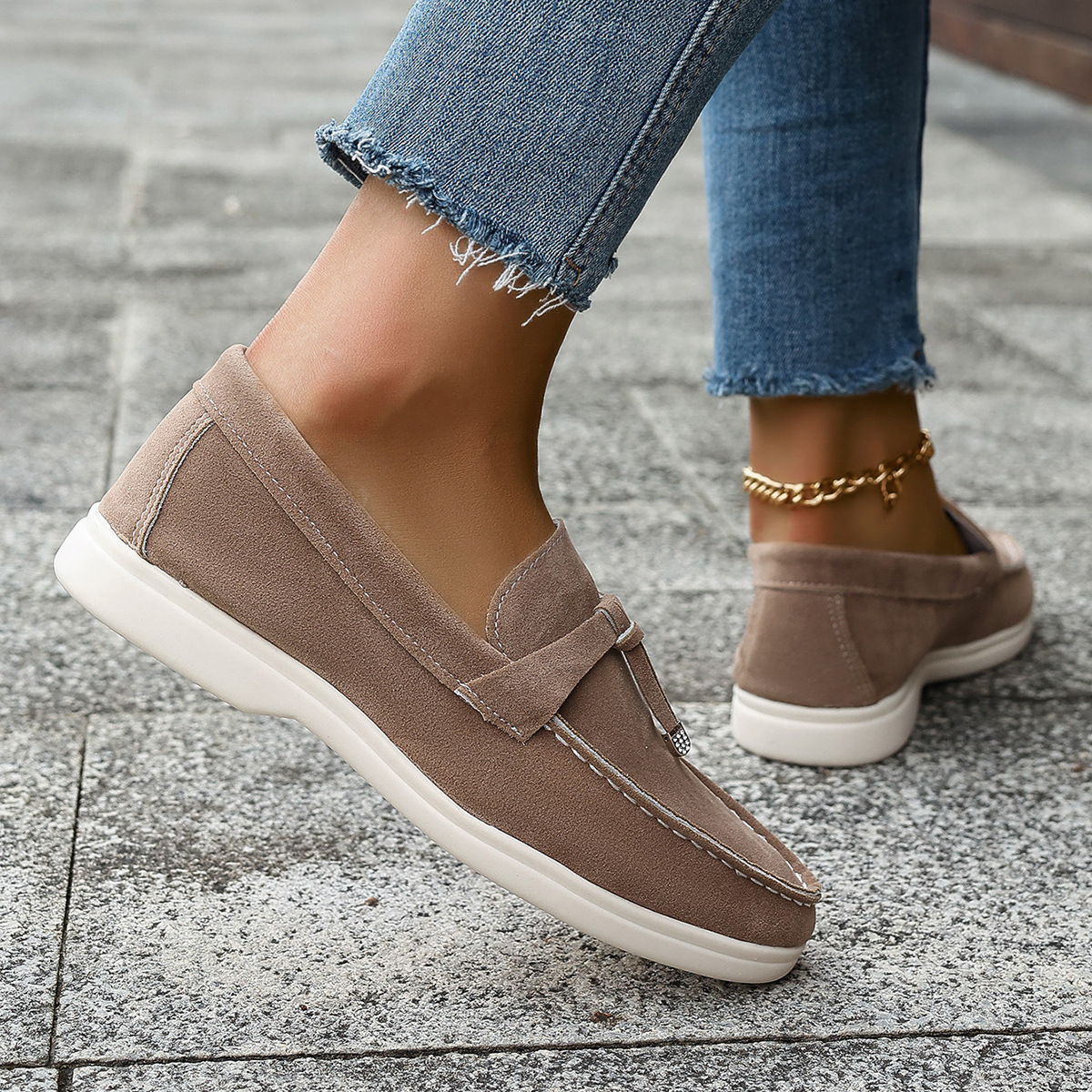 Casual One Pedal Loafer Tassel Shallow Mouth Loafers For Women foto 5