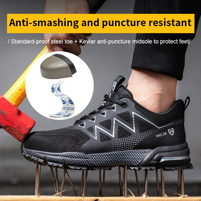 European Code Flying Woven Steel Toe Cap Safety Shoes Male Attack Shield And Anti-stab foto 5